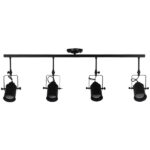 GloboStar® HOLLYWOOD 01156 Vintage Φωτιστικό Οροφής Ράγα Πολύφωτο 4 x E27 IP20 Μαύρο Μέταλλο - Μ13 x Π110 x Υ38cm