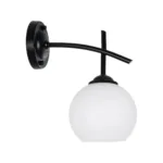 GloboStar® ISEN 01157 Μοντέρνο Επιτοίχιο Φωτιστικό Απλίκα Μονόφωτο 1 x E27 IP20 Μαύρο Μέταλλο με Λευκό Γυαλί - Μ24 x Π15 x Υ27cm - Image 3