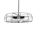 GloboStar® HELIX 01164 Vintage Κρεμαστό Φωτιστικό Πλέγμα Πολύφωτο 5 x E27 IP20 Μαύρο Μέταλλο - Μ48 x Π48 x Υ12cm