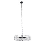 GloboStar® HELIX 01164 Vintage Κρεμαστό Φωτιστικό Πλέγμα Πολύφωτο 5 x E27 IP20 Μαύρο Μέταλλο - Μ48 x Π48 x Υ12cm - Image 3