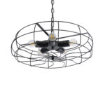 GloboStar® HELIX 01164 Vintage Κρεμαστό Φωτιστικό Πλέγμα Πολύφωτο 5 x E27 IP20 Μαύρο Μέταλλο - Μ48 x Π48 x Υ12cm - Image 5