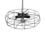 GloboStar® HELIX 01164 Vintage Κρεμαστό Φωτιστικό Πλέγμα Πολύφωτο 5 x E27 IP20 Μαύρο Μέταλλο - Μ48 x Π48 x Υ12cm - Image 6