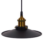 GloboStar® CARAVEL 01167 Vintage Κρεμαστό Φωτιστικό Καμπάνα Μονόφωτο 1 x E27 IP20 Μαύρο & Χρυσό Μέταλλο - Μ22 x Π22 x Υ13cm - Image 4