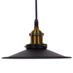 GloboStar® CARAVEL 01167 Vintage Κρεμαστό Φωτιστικό Καμπάνα Μονόφωτο 1 x E27 IP20 Μαύρο & Χρυσό Μέταλλο - Μ22 x Π22 x Υ13cm - Image 3
