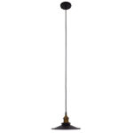 GloboStar® CARAVEL 01167 Vintage Κρεμαστό Φωτιστικό Καμπάνα Μονόφωτο 1 x E27 IP20 Μαύρο & Χρυσό Μέταλλο - Μ22 x Π22 x Υ13cm