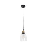 GloboStar® WICKHAM 01168 Vintage Κρεμαστό Φωτιστικό Καμπάνα Μονόφωτο 1 x E27 IP20 Διάφανο Γυαλί με Μαύρο & Χρυσό Μέταλλο - Μ14 x Π14 x Y23cm - Image 3