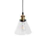 GloboStar® WICKHAM 01169 Vintage Κρεμαστό Φωτιστικό Καμπάνα Μονόφωτο 1 x E27 IP20 Διάφανο Γυαλί με Μαύρο & Χρυσό Μέταλλο - Μ18 x Π18 x Y20cm - Image 6