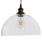 GloboStar® WICKHAM 01171 Vintage Κρεμαστό Φωτιστικό Καμπάνα Μονόφωτο 1 x E27 IP20 Διάφανο Γυαλί με Μαύρο & Χρυσό Μέταλλο - Μ30 x Π30 x Y25cm - Image 2