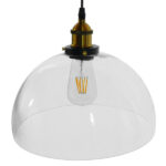 GloboStar® WICKHAM 01171 Vintage Κρεμαστό Φωτιστικό Καμπάνα Μονόφωτο 1 x E27 IP20 Διάφανο Γυαλί με Μαύρο & Χρυσό Μέταλλο - Μ30 x Π30 x Y25cm - Image 3
