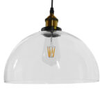 GloboStar® WICKHAM 01171 Vintage Κρεμαστό Φωτιστικό Καμπάνα Μονόφωτο 1 x E27 IP20 Διάφανο Γυαλί με Μαύρο & Χρυσό Μέταλλο - Μ30 x Π30 x Y25cm - Image 4