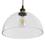 GloboStar® WICKHAM 01171 Vintage Κρεμαστό Φωτιστικό Καμπάνα Μονόφωτο 1 x E27 IP20 Διάφανο Γυαλί με Μαύρο & Χρυσό Μέταλλο - Μ30 x Π30 x Y25cm - Image 5