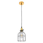 GloboStar® GALOT 01179 Vintage Κρεμαστό Φωτιστικό Πλέγμα Μονόφωτο 1 x E27 IP20 Μαύρο & Χρυσό Μέταλλο - Μ13.5 x Π13.5 x Y16cm - Image 3