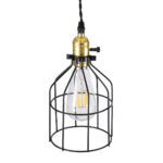GloboStar® GALOT 01179 Vintage Κρεμαστό Φωτιστικό Πλέγμα Μονόφωτο 1 x E27 IP20 Μαύρο & Χρυσό Μέταλλο - Μ13.5 x Π13.5 x Y16cm - Image 6