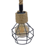 GloboStar® HELLET 01182 Vintage Κρεμαστό Φωτιστικό Πλέγμα Μονόφωτο 1 x E27 IP20 Μαύρο Μέταλλο με Μπεζ Σχοινί - Μ16 x Π16 x Υ25cm - Image 5