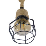 GloboStar® HELLET 01182 Vintage Κρεμαστό Φωτιστικό Πλέγμα Μονόφωτο 1 x E27 IP20 Μαύρο Μέταλλο με Μπεζ Σχοινί - Μ16 x Π16 x Υ25cm - Image 6