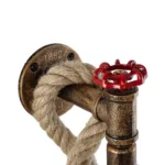 GloboStar® TROUVER 01183 Vintage Επιτοίχιο Φωτιστικό Απλίκα Μονόφωτο 1 x E27 IP20 Μπρούτζινο & Κόκκινο Μέταλλο με Μπεζ Σχοινί Μ14.5 x Π3.3 x Υ16cm - Image 6