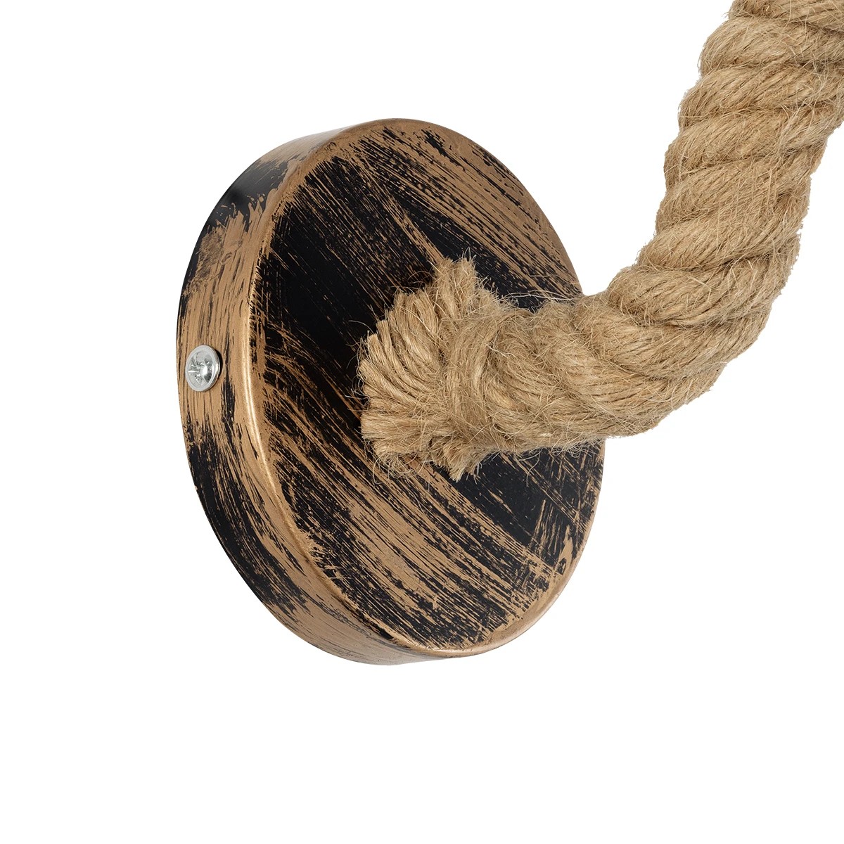 GloboStar® DAKER 01184 Vintage Επιτοίχιο Φωτιστικό Απλίκα Μονόφωτο 1 x E27 IP20 Χάλκινο Μέταλλο Με Μπεζ Σχοινί - Μ21 x Π12 x Υ16cm - Image 5