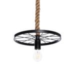 GloboStar® VELO 01185 Vintage Κρεμαστό Φωτιστικό Ανάρτηση Μονόφωτο 1 x E27 IP20 Μαύρο Μέταλλο με Μπεζ Σχοινί - Μ30 x Π30 x Υ12cm - Image 6