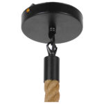 GloboStar® LANTERN 01186 Vintage Κρεμαστό Φωτιστικό Ανάρτηση Μονόφωτο 1 x E27 IP20 Μαύρο & Χρυσό Μέταλλο με Μπεζ Σχοινί - Μ15 x Π15 x Υ24cm - Image 9