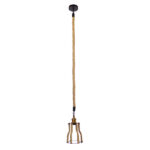 GloboStar® LANTERN 01186 Vintage Κρεμαστό Φωτιστικό Ανάρτηση Μονόφωτο 1 x E27 IP20 Μαύρο & Χρυσό Μέταλλο με Μπεζ Σχοινί - Μ15 x Π15 x Υ24cm