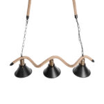 GloboStar® TYMEN 01189 Vintage Κρεμαστό Φωτιστικό Καμπάνα Τρίφωτο 3 x E27 IP20 Μαύρο Μέταλλο με Μπεζ Σχοινί - Μ85 x Π18.5 x Υ20cm - Image 4