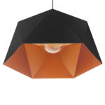 GloboStar® HEXAGON 01195 Μοντέρνο Κρεμαστό Φωτιστικό Καμπάνα Μονόφωτο 1 x E27 IP20 Μαύρο & Χρυσό Μέταλλο - Μ46 x Π46 x Υ25cm - Image 5