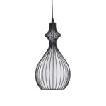 GloboStar® REA 01197 Μοντέρνο Κρεμαστό Φωτιστικό Πλέγμα Μονόφωτο 1 x E27 IP20 Μαύρο Μέταλλο με Λευκό Ύφασμα - Μ21 x Π21 x Υ40cm - Image 4