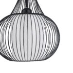 GloboStar® REA 01198 Μοντέρνο Κρεμαστό Φωτιστικό Πλέγμα Μονόφωτο 1 x E27 IP20 Μαύρο Μέταλλο με Λευκό Ύφασμα - Μ30 x Π30 x Υ50cm - Image 6