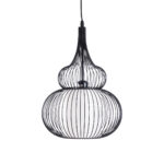 GloboStar® REA 01199 Μοντέρνο Κρεμαστό Φωτιστικό Πλέγμα Μονόφωτο 1 x E27 IP20 Μαύρο Μέταλλο με Λευκό Ύφασμα - Μ31 x Π31 x Υ42cm - Image 4