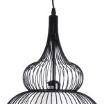 GloboStar® REA 01199 Μοντέρνο Κρεμαστό Φωτιστικό Πλέγμα Μονόφωτο 1 x E27 IP20 Μαύρο Μέταλλο με Λευκό Ύφασμα - Μ31 x Π31 x Υ42cm - Image 7