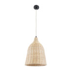 GloboStar® BAHAMAS 01202 Boho Κρεμαστό Φωτιστικό Καμπάνα Μονόφωτο 1 x E27 IP20 Μπεζ Ξύλο - Μ30 x Π30 x Υ40cm - Image 3