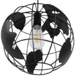 GloboStar® EARTH 01205 Vintage Κρεμαστό Φωτιστικό Φιγούρα Μονόφωτο 1 x E27 IP20 Μαύρο Μέταλλο - Μ30 x Π30 x Υ30cm - Image 5