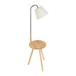 GloboStar® TIFFANY 01206 Μοντέρνο Επιδαπέδιο Φωτιστικό Μονόφωτο 1 x E27 IP20 Μπεζ Ξύλο, Λευκό Ύφασμα με Μαύρο Μέταλλο - Μ28 x Π28 x Υ140cm - Image 3