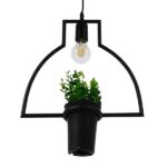 GloboStar® FLOWERPOT 10001209 Μοντέρνο Κρεμαστό Φωτιστικό Ανάρτηση Μονόφωτο 1 x E27 IP20 Μαύρο Μέταλλο με Πράσινο Πλαστικό - Μ34 x Π34 x Y34cm - Image 5