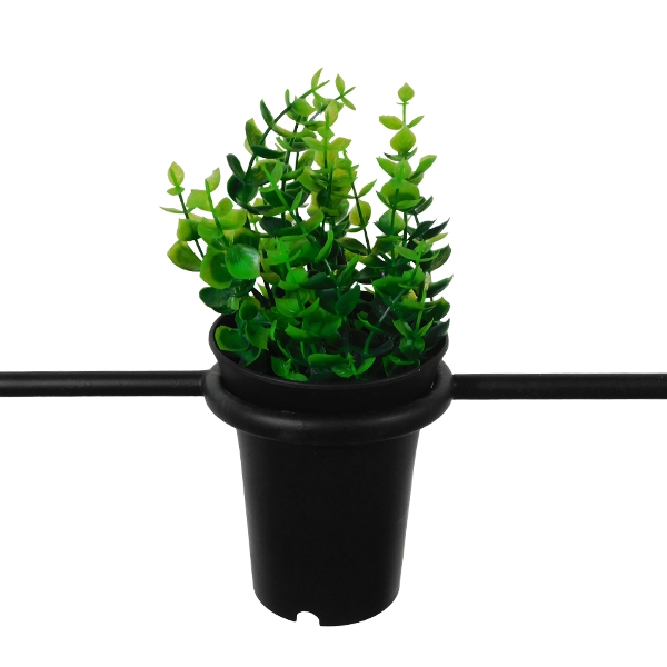 GloboStar® FLOWERPOT 10001209 Μοντέρνο Κρεμαστό Φωτιστικό Ανάρτηση Μονόφωτο 1 x E27 IP20 Μαύρο Μέταλλο με Πράσινο Πλαστικό - Μ34 x Π34 x Y34cm - Image 6