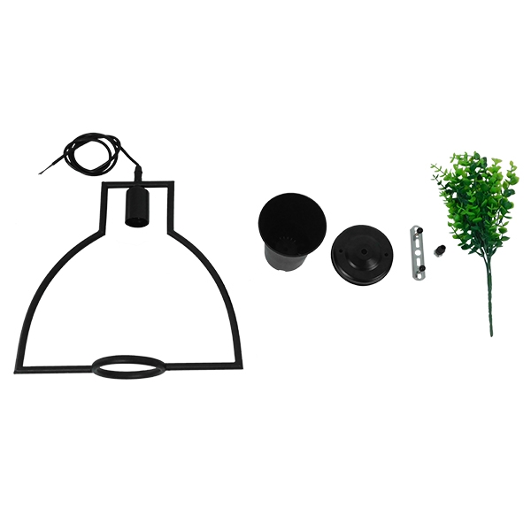 GloboStar® FLOWERPOT 10001209 Μοντέρνο Κρεμαστό Φωτιστικό Ανάρτηση Μονόφωτο 1 x E27 IP20 Μαύρο Μέταλλο με Πράσινο Πλαστικό - Μ34 x Π34 x Y34cm - Image 8