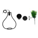 GloboStar® FLOWERPOT 10001210 Μοντέρνο Κρεμαστό Φωτιστικό Ανάρτηση Μονόφωτο 1 x E27 IP20 Μαύρο Μέταλλο με Πράσινο Πλαστικό - Μ27 x Π27 x Υ40cm - Image 8