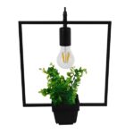 GloboStar® FLOWERPOT 10001211 Μοντέρνο Κρεμαστό Φωτιστικό Ανάρτηση Μονόφωτο 1 x E27 IP20 Μαύρο Μέταλλο με Πράσινο Πλαστικό - Μ30 x Π30 x Υ30cm - Image 4