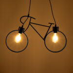 GloboStar® BIKE 01213 Vintage Κρεμαστό Φωτιστικό Φιγούρα Δίφωτο 2 x E27 IP20 Μαύρο Μέταλλο - Μ67 x Π3.5 x Υ41cm - Image 2