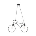 GloboStar® BIKE 01213 Vintage Κρεμαστό Φωτιστικό Φιγούρα Δίφωτο 2 x E27 IP20 Μαύρο Μέταλλο - Μ67 x Π3.5 x Υ41cm - Image 3