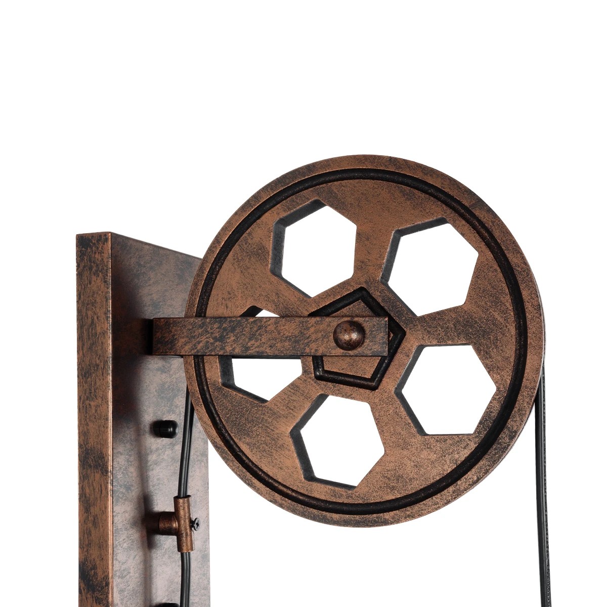 GloboStar® RYDON 01216 Vintage Επιτοίχιο Φωτιστικό Απλίκα Μονόφωτο 1 x E27 IP20 Χάλκινο Μέταλλο - Μ15 x Π24 x Υ70cm - Image 5