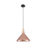 GloboStar® FERCLA 01224 Μοντέρνο Κρεμαστό Φωτιστικό Καμπάνα Μονόφωτο 1 x E27 IP20 Χάλκινο & Λευκό Μέταλλο - Μ27 x Π27 x Υ25cm - Image 3