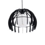 GloboStar® INGLEY 01226 Μοντέρνο Κρεμαστό Φωτιστικό Πλέγμα Μονόφωτο 1 x E27 IP20 Μαύρο Μέταλλο με Λευκό Γυαλί - Μ26 x Π26 x Υ21cm - Image 5