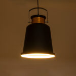 GloboStar® NUNZIATA 01236 Vintage Κρεμαστό Φωτιστικό Καμπάνα Μονόφωτο 1 x E27 IP20 Μαύρο & Χρυσό Μέταλλο - Μ26 x Π26 x Υ40cm - Image 2
