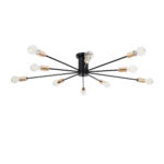 GloboStar® OLINDA 01244 Μοντέρνο Φωτιστικό Οροφής Πλέγμα Πολύφωτο 10 x E27 IP20 Μαύρο Μέταλλο - Μ102 x Π102 x Υ17cm