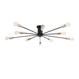 GloboStar® OLINDA 01244 Μοντέρνο Φωτιστικό Οροφής Πλέγμα Πολύφωτο 10 x E27 IP20 Μαύρο Μέταλλο - Μ102 x Π102 x Υ17cm