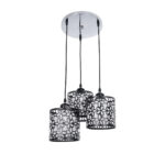 GloboStar® RAINELDA 01246 Μοντέρνο Κρεμαστό Φωτιστικό Πλέγμα Τρίφωτο 3 x E27 IP20 Μαύρο Μέταλλο με Λευκό Γυαλί - Μ60 x Π6 x Υ6cm