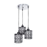 GloboStar® RAINELDA 01246 Μοντέρνο Κρεμαστό Φωτιστικό Πλέγμα Τρίφωτο 3 x E27 IP20 Μαύρο Μέταλλο με Λευκό Γυαλί - Μ60 x Π6 x Υ6cm - Image 3