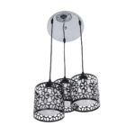 GloboStar® RAINELDA 01246 Μοντέρνο Κρεμαστό Φωτιστικό Πλέγμα Τρίφωτο 3 x E27 IP20 Μαύρο Μέταλλο με Λευκό Γυαλί - Μ60 x Π6 x Υ6cm - Image 4