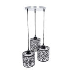 GloboStar® RAINELDA 01246 Μοντέρνο Κρεμαστό Φωτιστικό Πλέγμα Τρίφωτο 3 x E27 IP20 Μαύρο Μέταλλο με Λευκό Γυαλί - Μ60 x Π6 x Υ6cm - Image 5